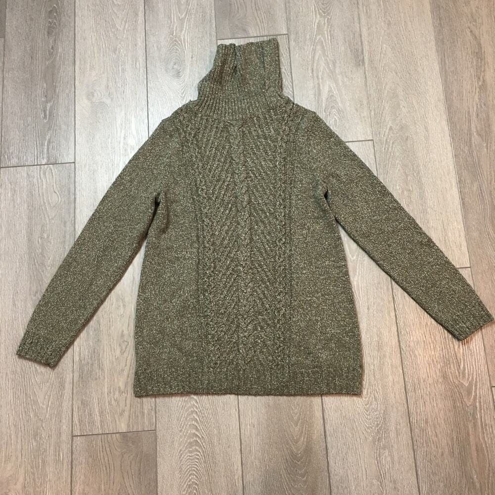 Talbots Turtle Neck Cowl Cable Long Sleeve Sweater Size S 100% cotton